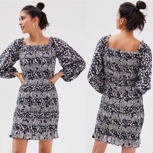 NWT Anthropologie Smocked Off The Shoulder Mini Dress Size Large Boho New Floral